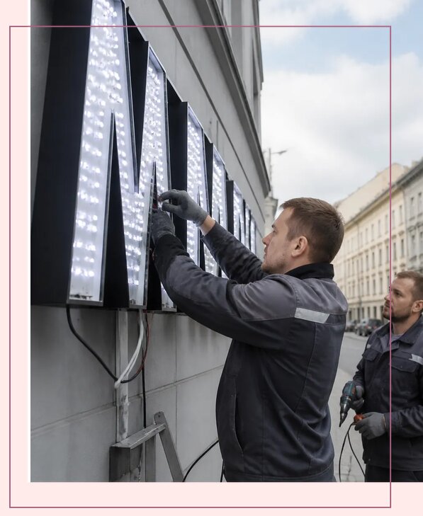 Изготовление и монтаж светодиодных LED вывесок в Луховицах